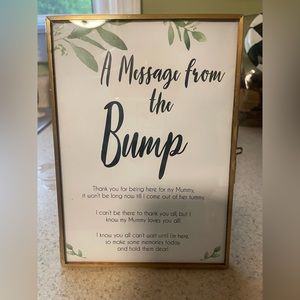Message from bump sign and frame
